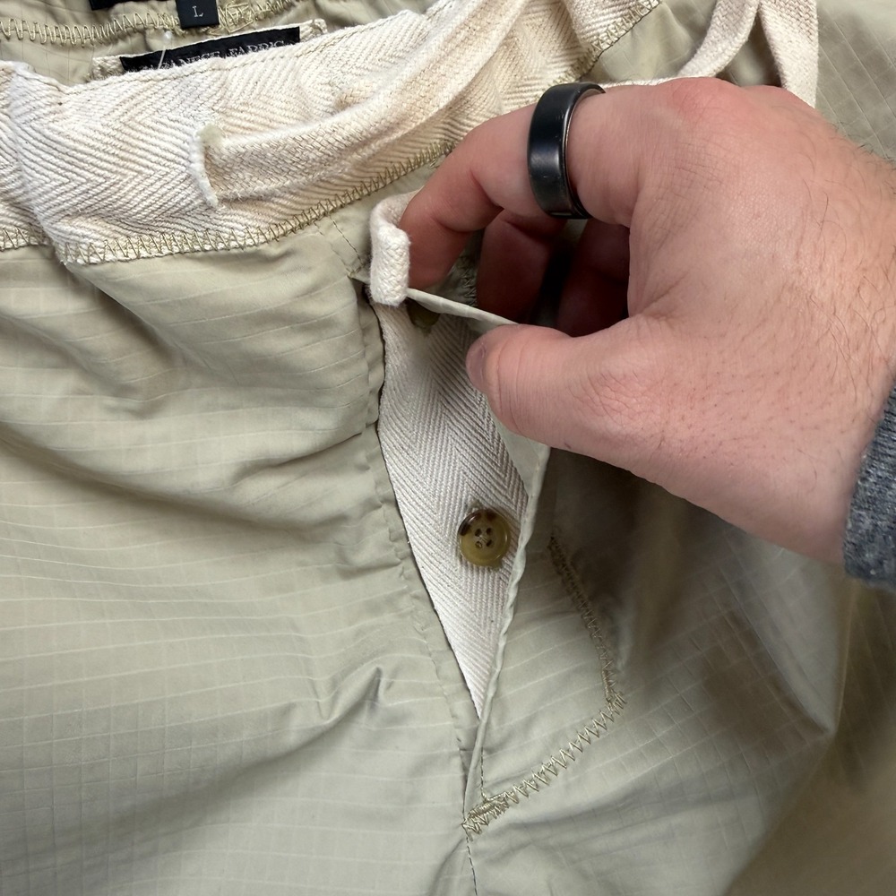 Beams Plus Japan Pants Mens Large Khaki Beige Ripstop Jogger Drawstring Tapered - Picture 4 of 12